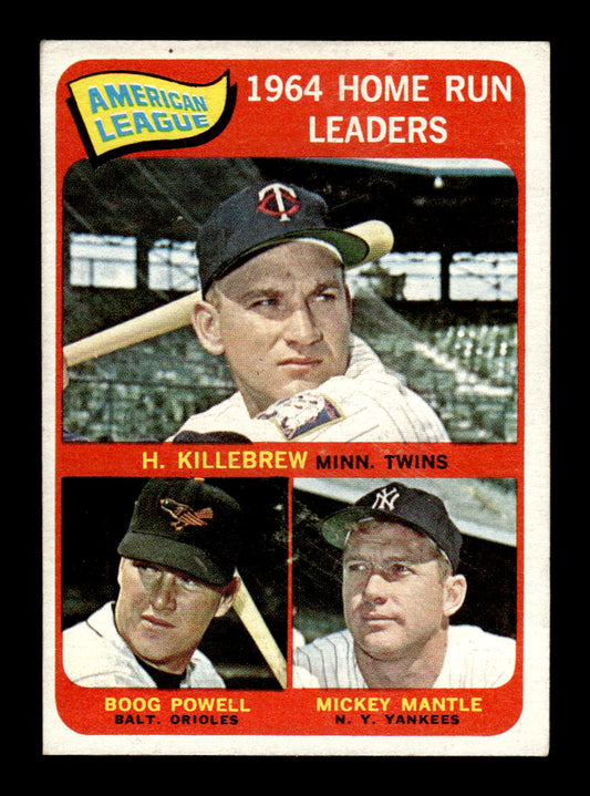 1965 Topps #3 AL 1964 HR Leaders Killebrew Mantle VGEX HOF10010844