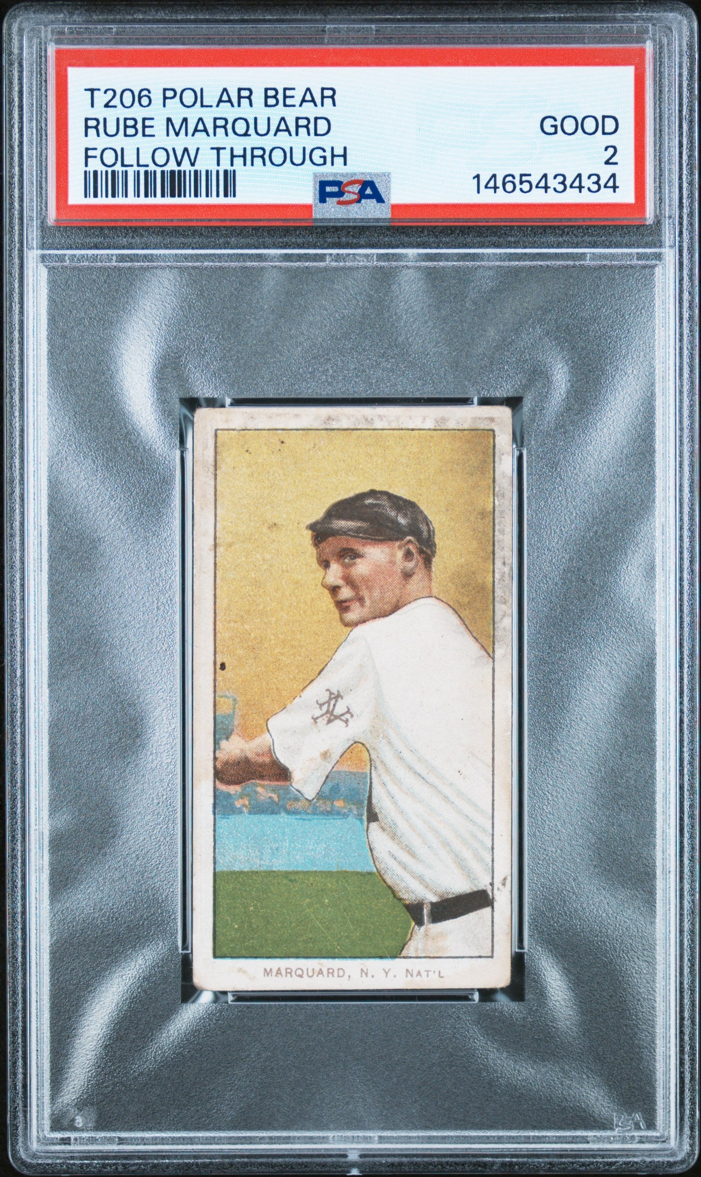 1909-11 T206 Polar Bear # Rube Marquard Follow Through PSA 2 SN 146543434