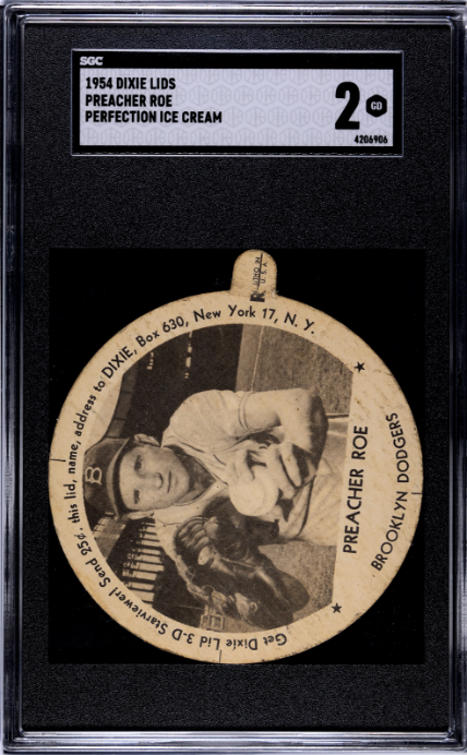 1954 Dixie Lids # Preacher Roe Perfection Ice Cream SGC 2 SN 4206906