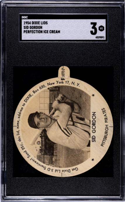 1954 Dixie Lids # Sid Gordon Perfection Ice Cream SGC 3 SN 4539891