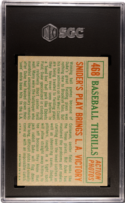1959 Topps #468 Snider's Play... Baseball Thrills SGC 7 SN 0583734