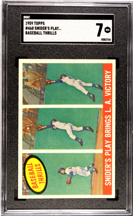 1959 Topps #468 Snider's Play... Baseball Thrills SGC 7 SN 0583734