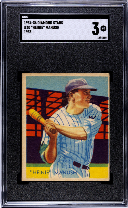 1934-36 Diamond Stars #30 Heinie Manush 1935 SGC 3 SN 1494350