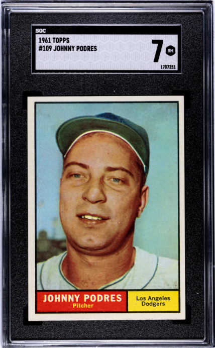 1961 Topps #109 Johnny Podres SGC 7 SN 1707251 SHARP!