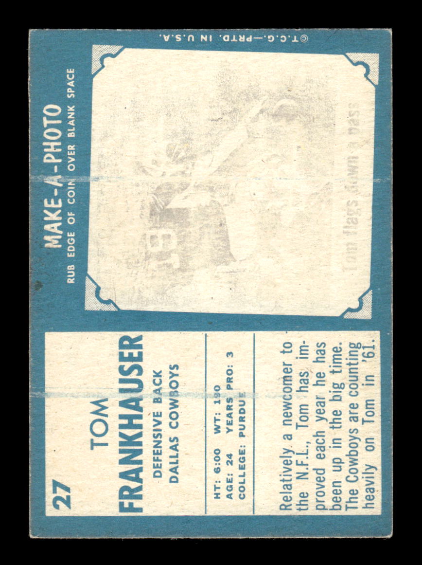 1961 Topps #27 Tom Franckhauser Dallas Cowboys EXMT HOF10010904