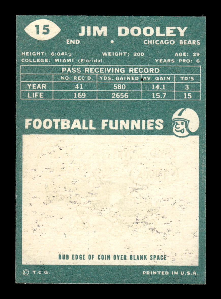 1960 Topps #15 Jim Dooley Chicago Bears VGEX HOF10010911