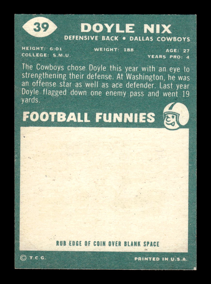 1960 Topps #39 Doyle Nix Dallas Cowboys VGEX HOF10010925