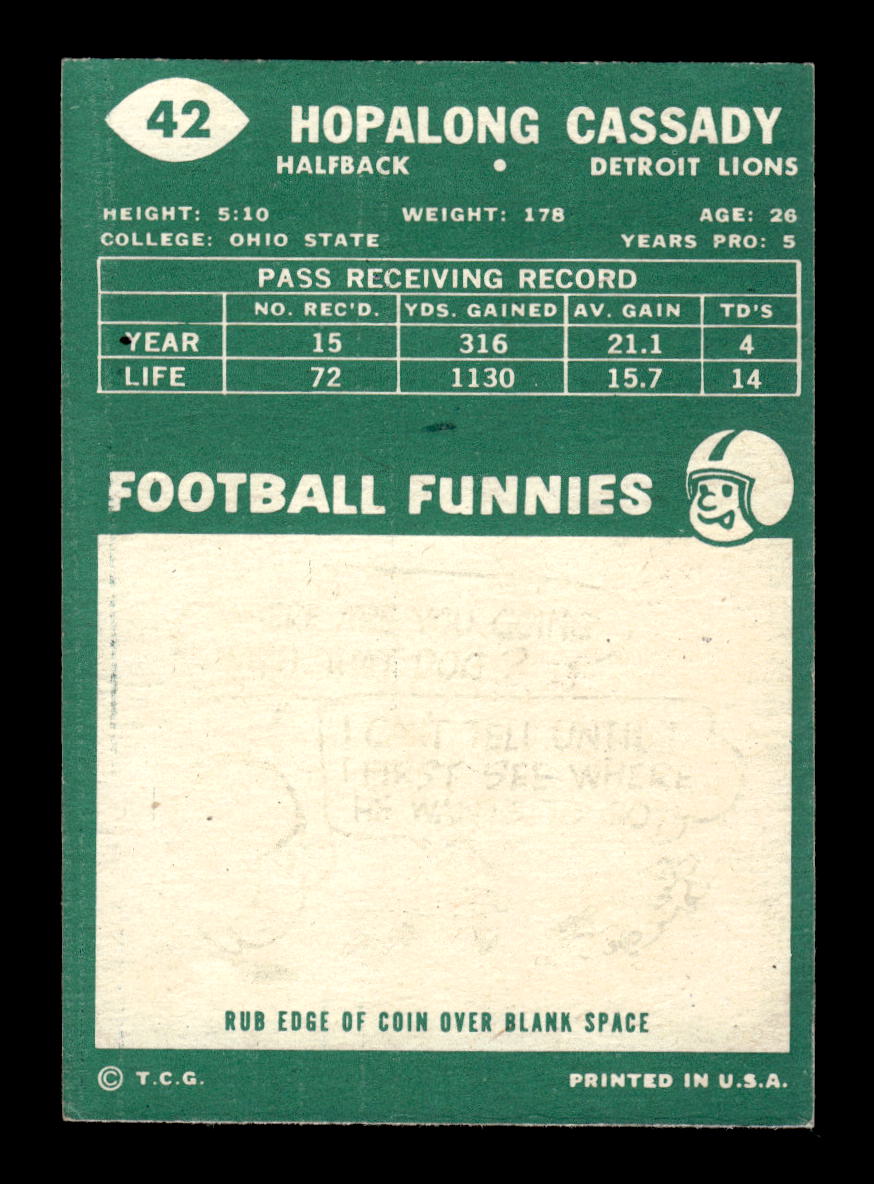 1960 Topps #42 Hopalong Cassady Detroit Lions VGEX HOF10010928