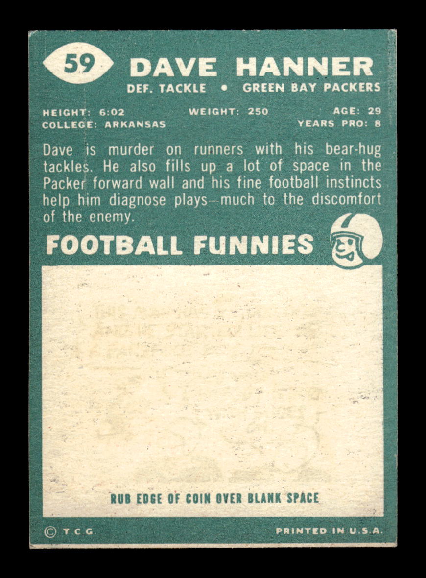1960 Topps #59 Dave Hanner Green Bay Packers VGEX HOF10010933
