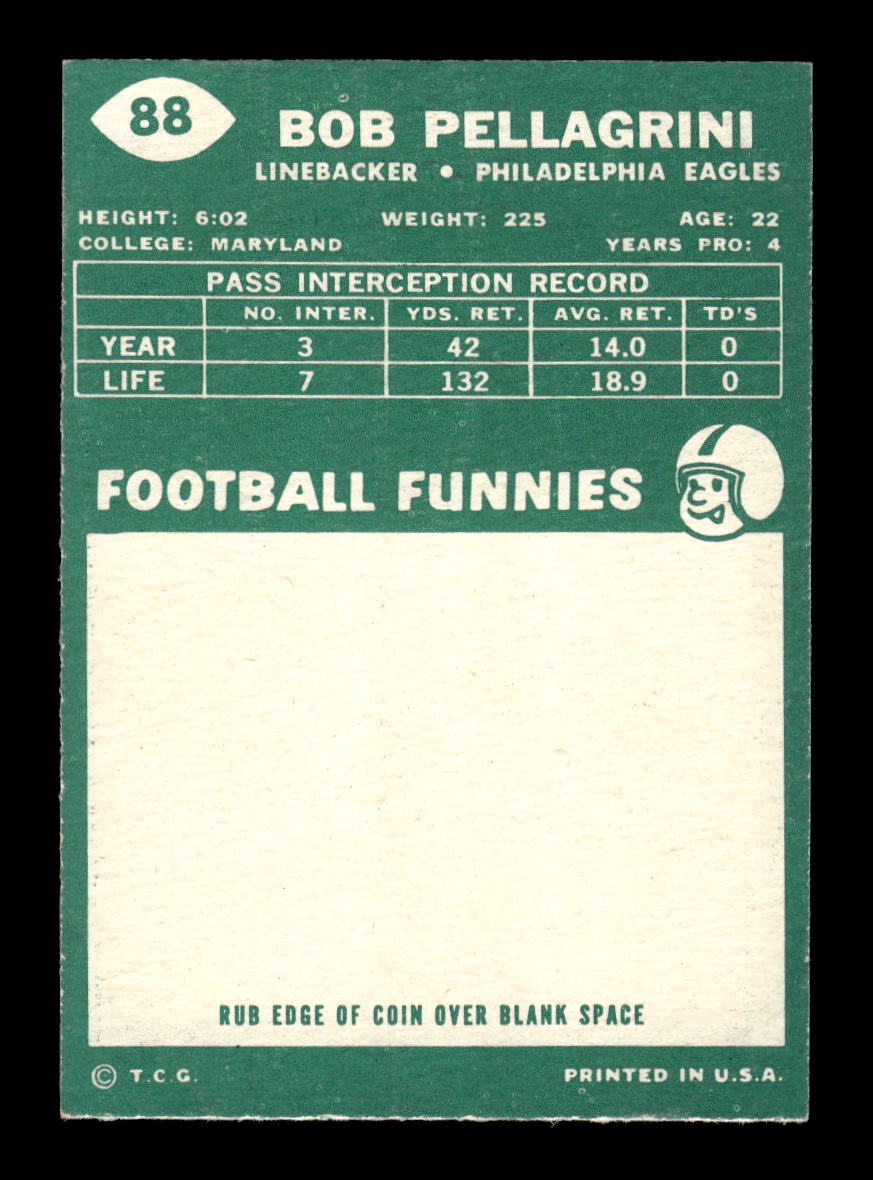1960 Topps #88 Bob Pellegrini Philadelphia Eagles VGEX HOF10010943