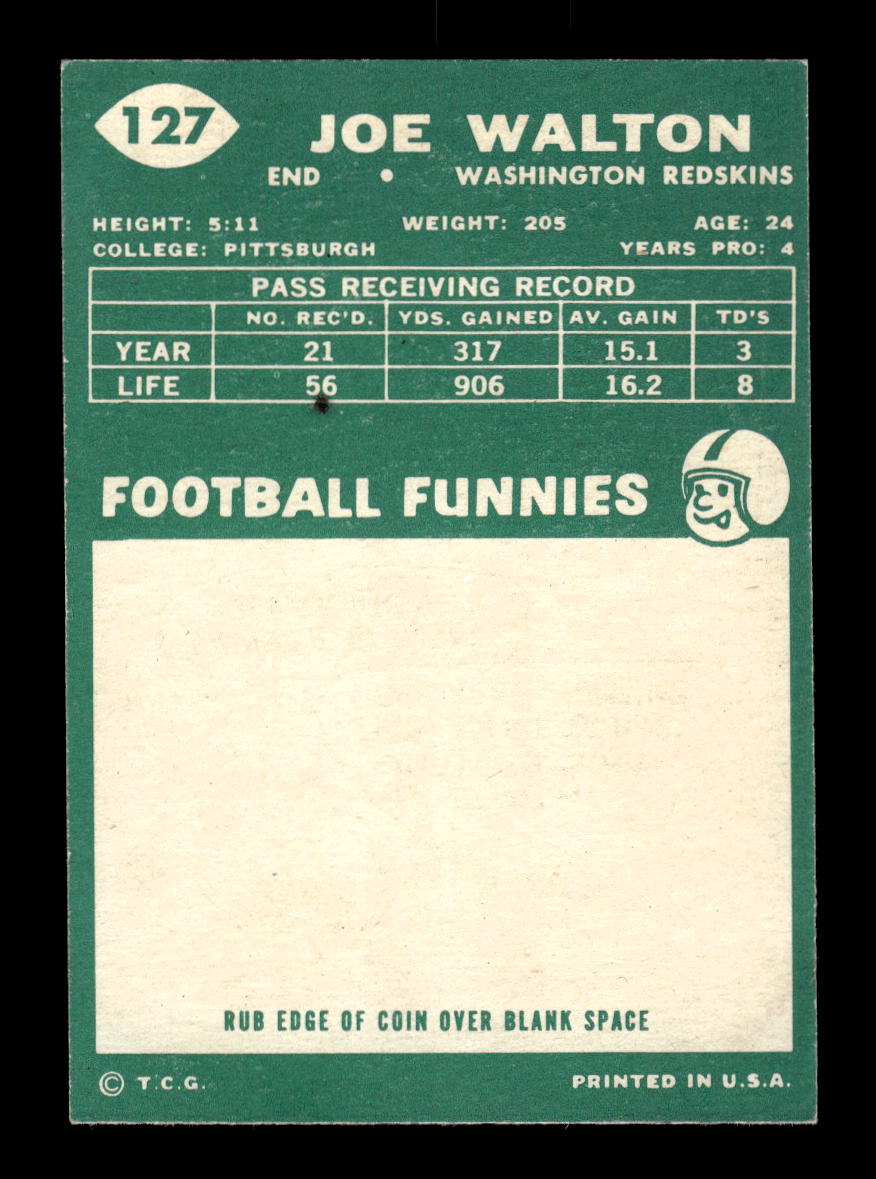 1960 Topps #127 Joe Walton Washington Redskins VGEX HOF10010964