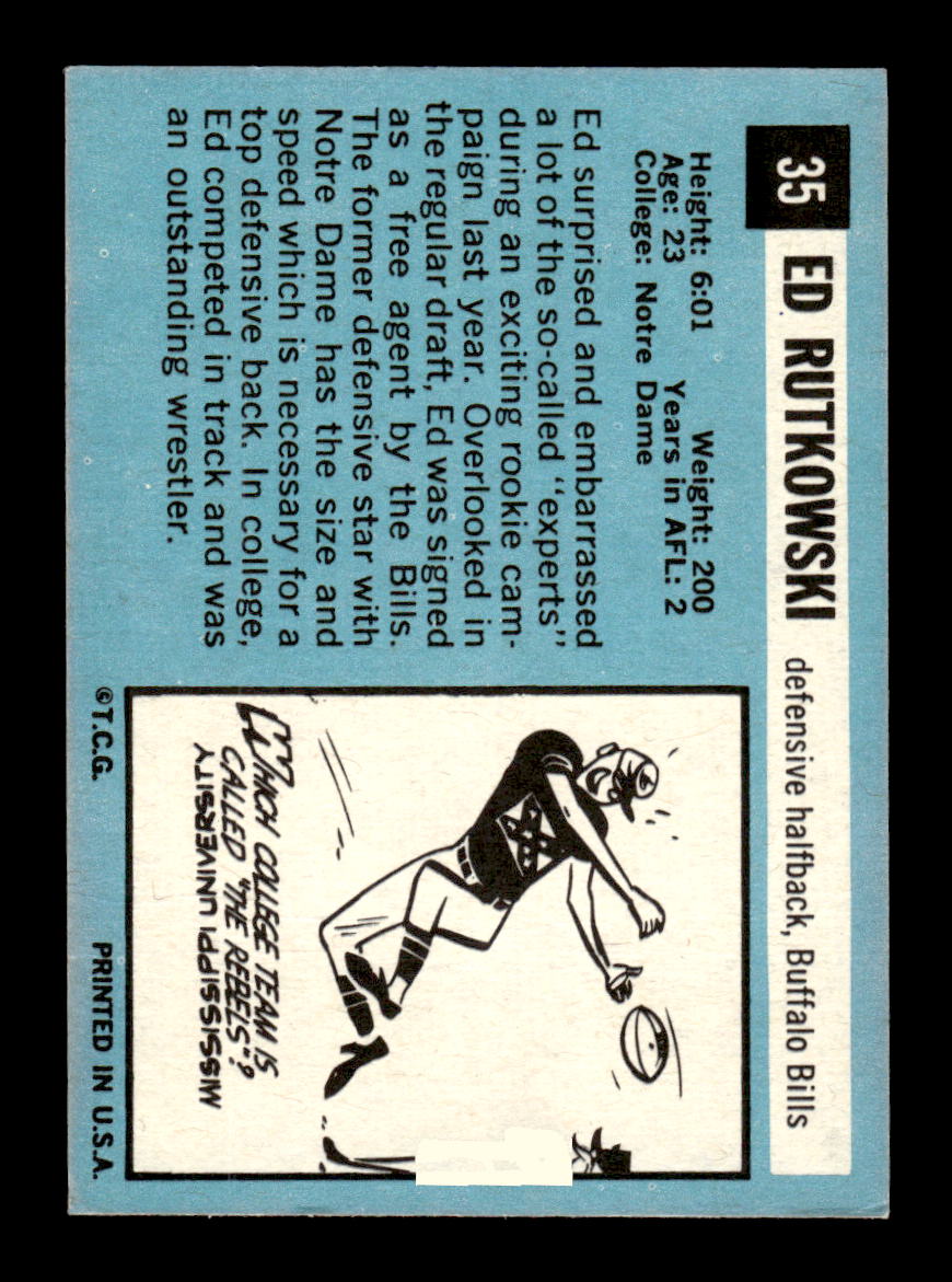 1964 Topps #35 Ed Rutkowski Buffalo Bills EX HOF10010991