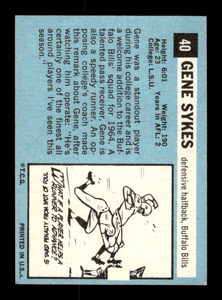 1964 Topps #40 Gene Sykes Buffalo Bills EX HOF10010993