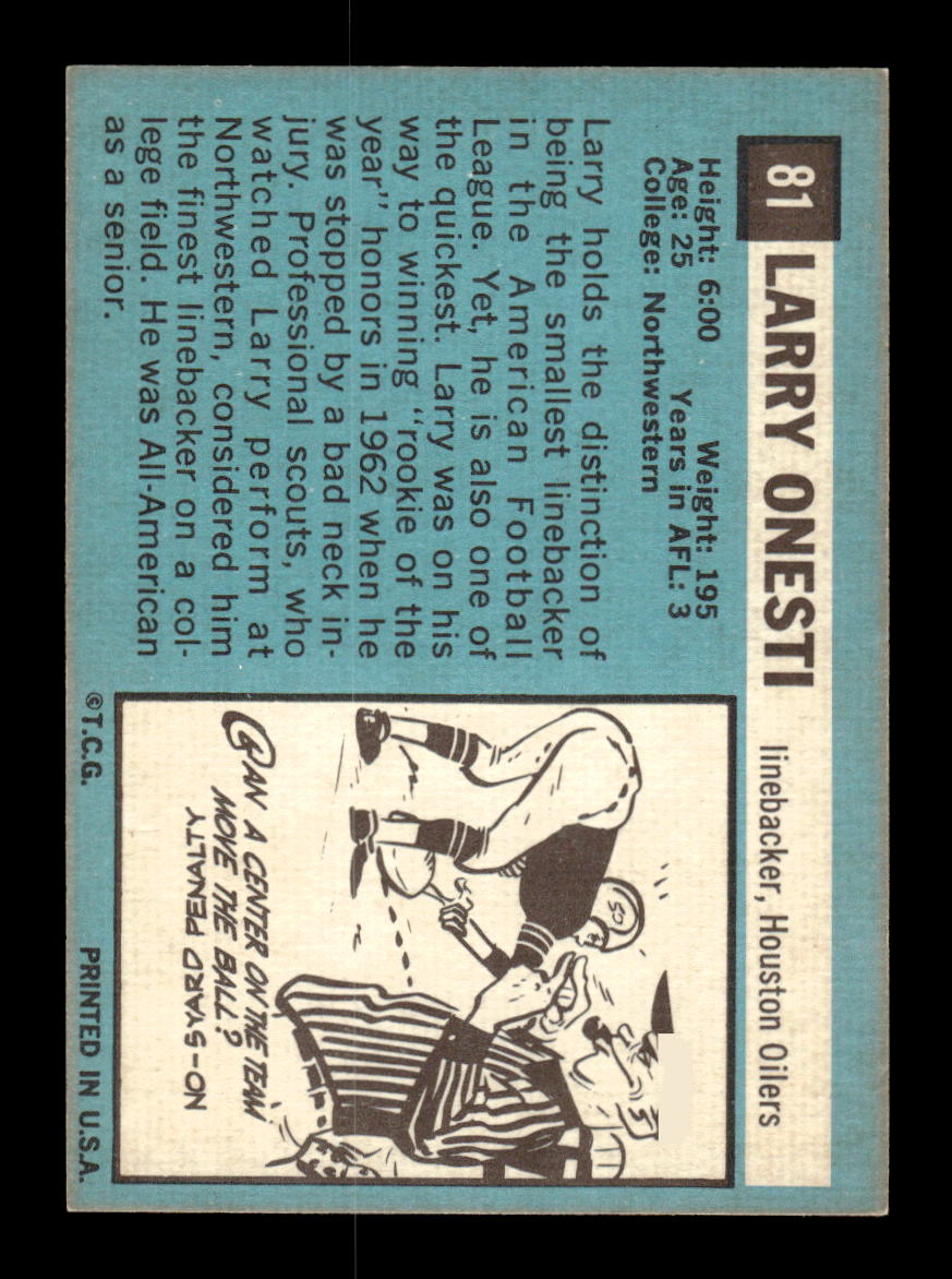 1964 Topps #81 Larry Onesti Houston Oilers EX HOF10010999