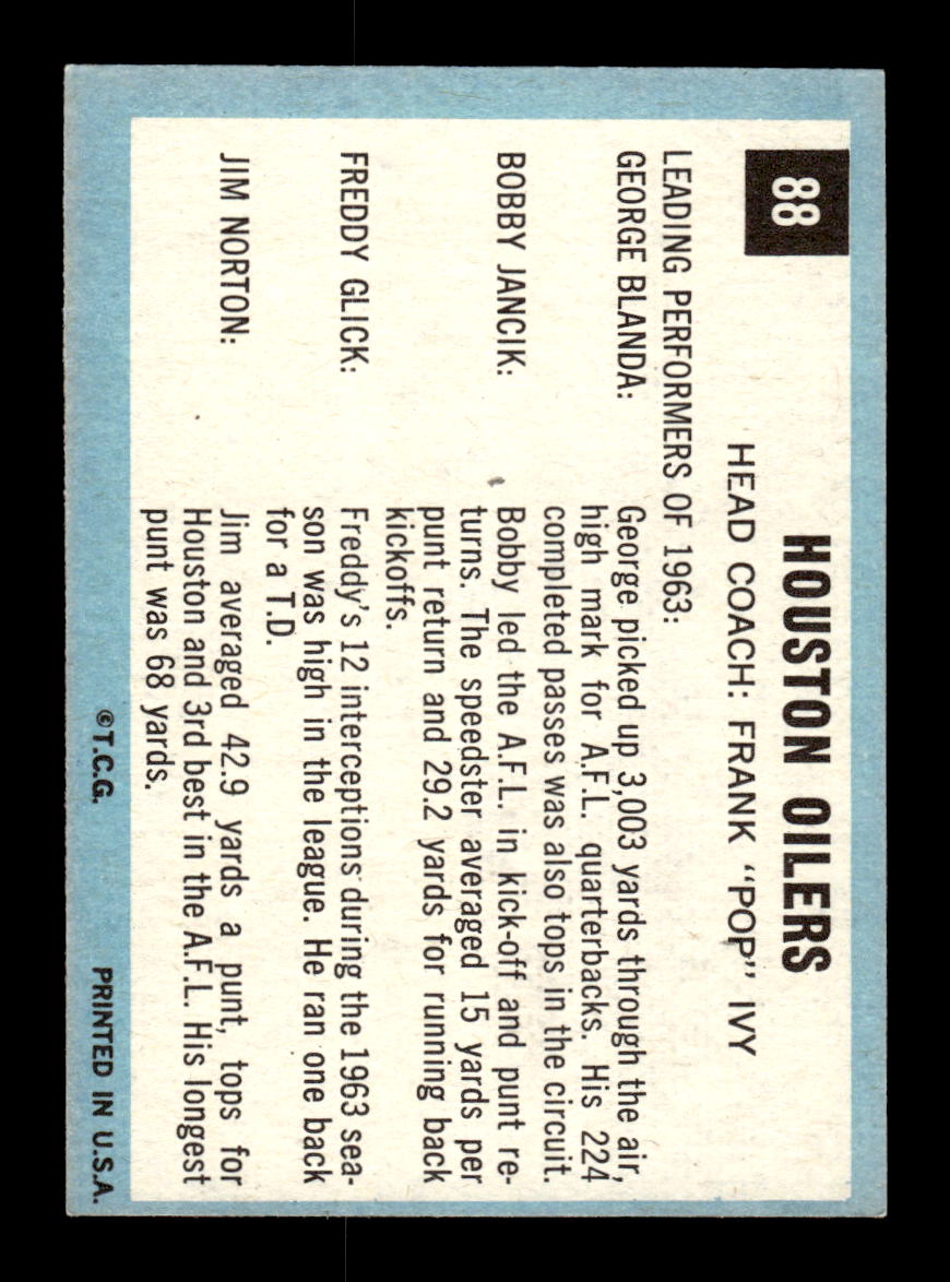 1964 Topps #88 Houston Oilers Houston Oilers EX HOF10011000