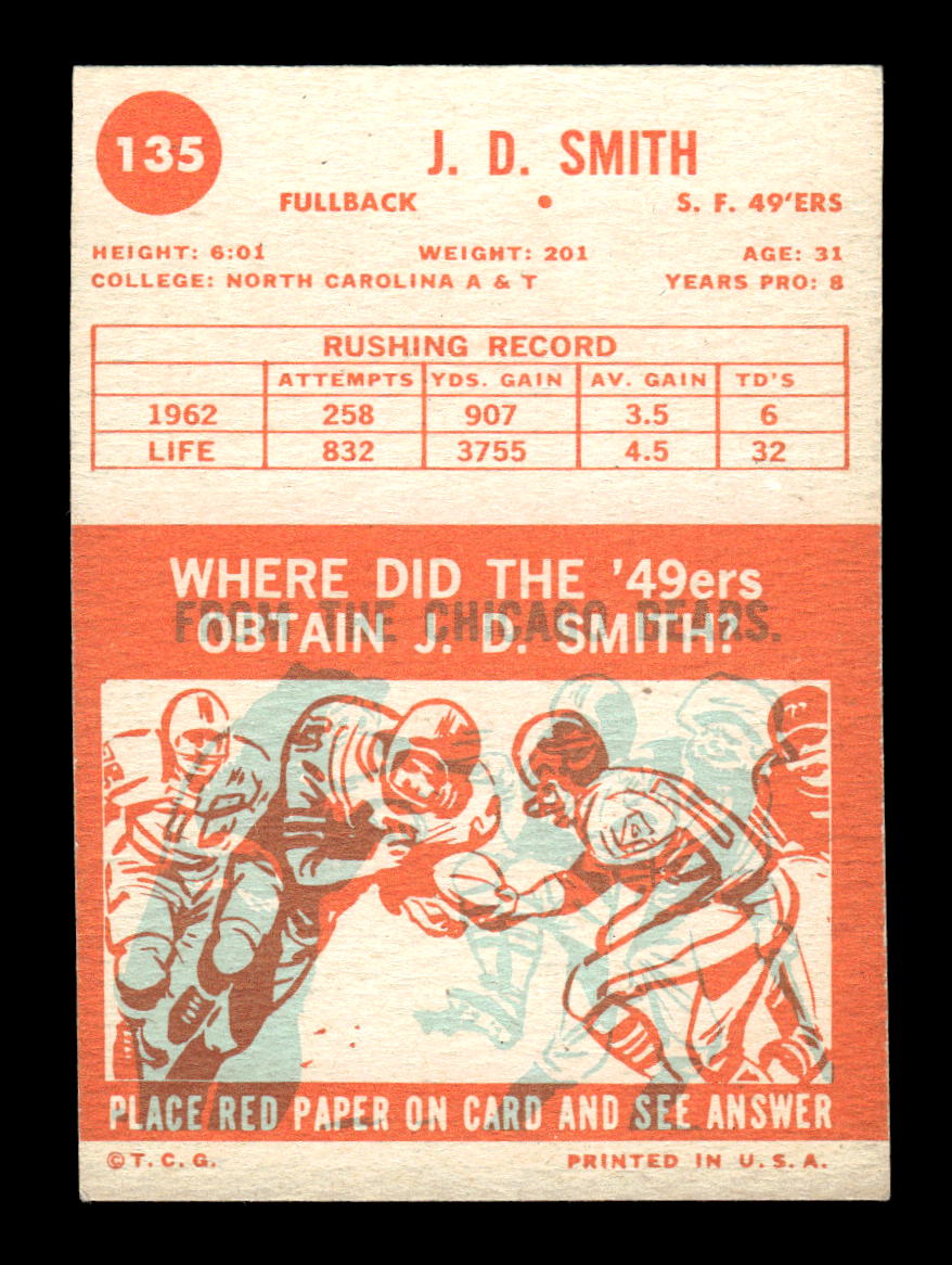 1963 Topps #135 J.D. Smith San Francisco 49ers EX HOF10011041