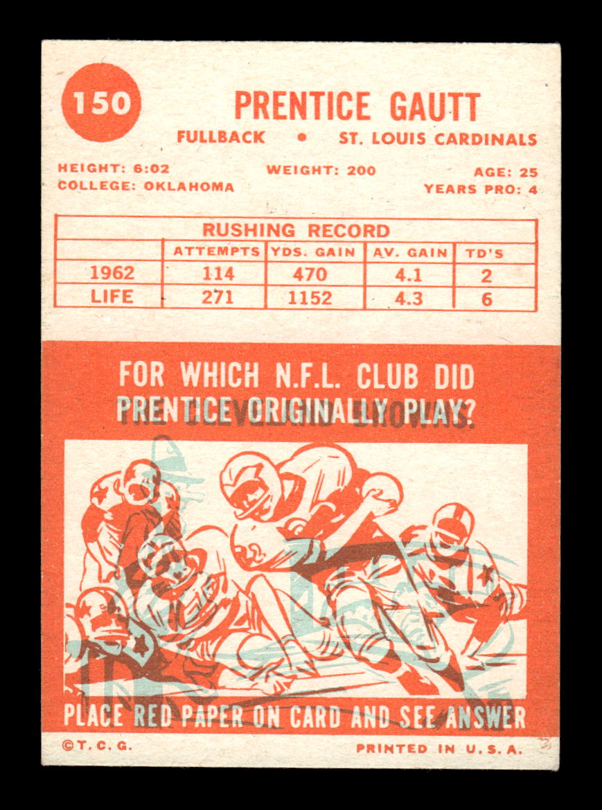 1963 Topps #150 Prentice Gautt St. Louis Cardinals EX HOF10011046