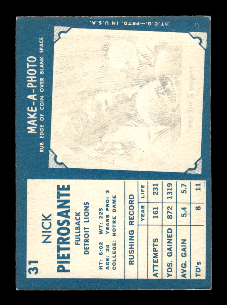 1961 Topps #31 Nick Pietrosante Detroit Lions G/VG HOF10011070