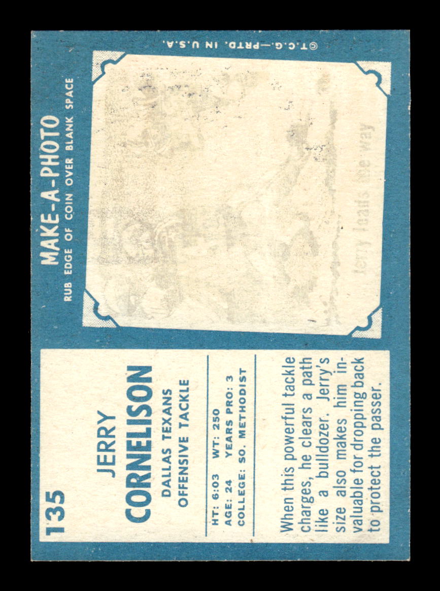 1961 Topps #135 Jerry Cornelison Dallas Texans VGEX HOF10011082