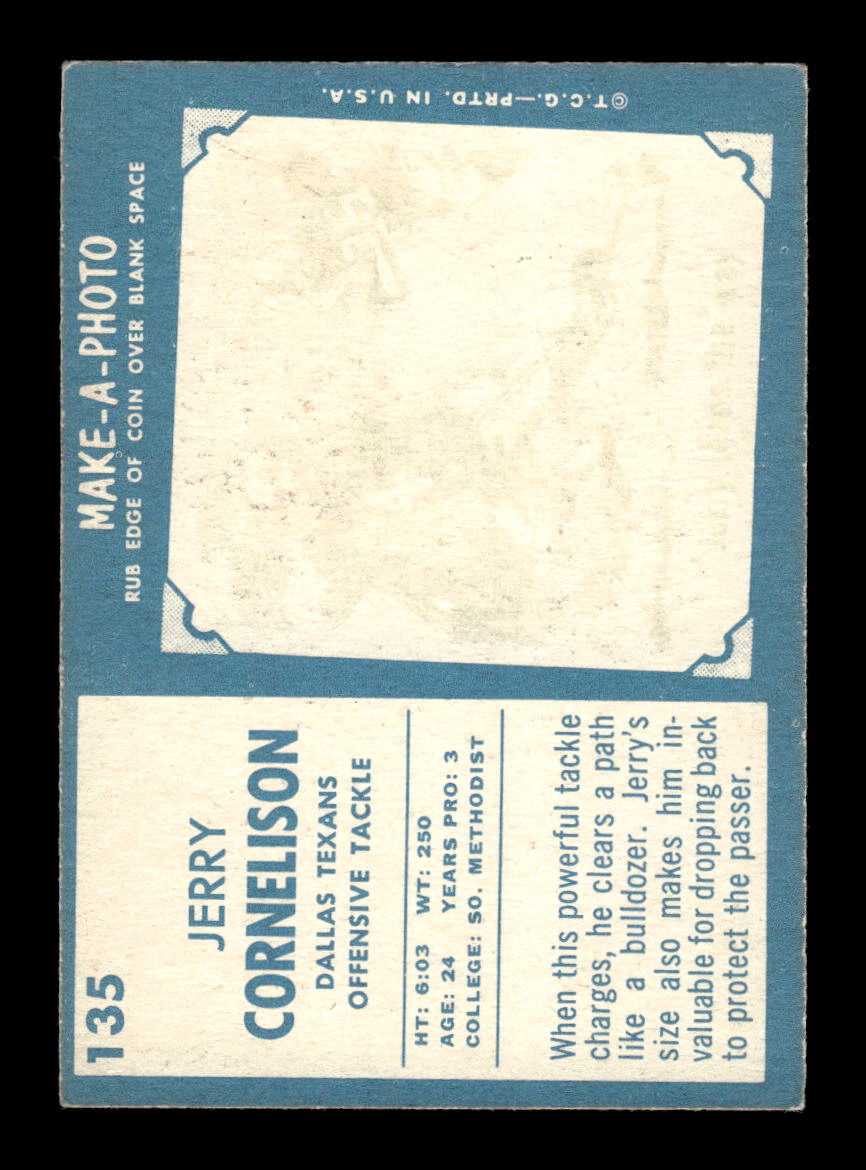 1961 Topps #135 Jerry Cornelison Dallas Texans VGEX HOF10011083