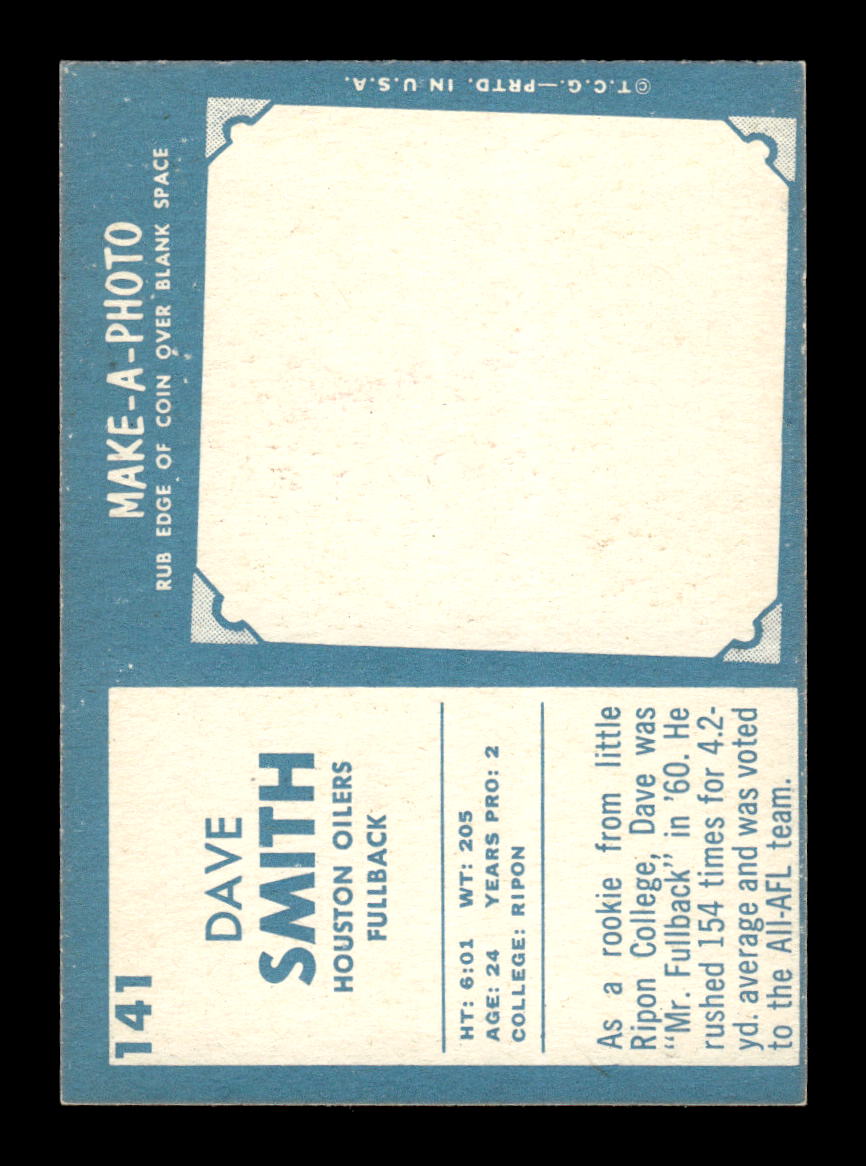 1961 Topps #141 Dave Smith Houston Oilers VGEX HOF10011091