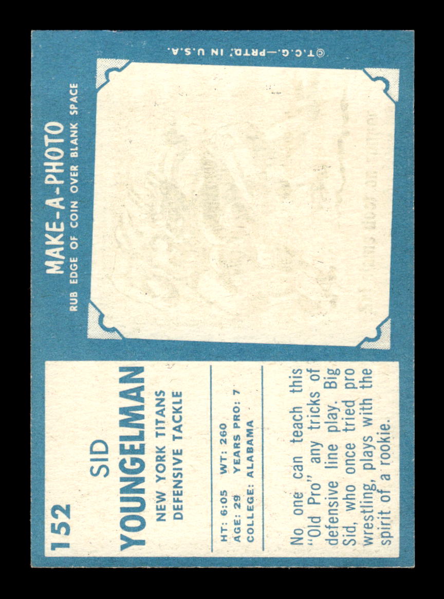 1961 Topps #152 Sid Youngelman New York Titans VGEX HOF10011099