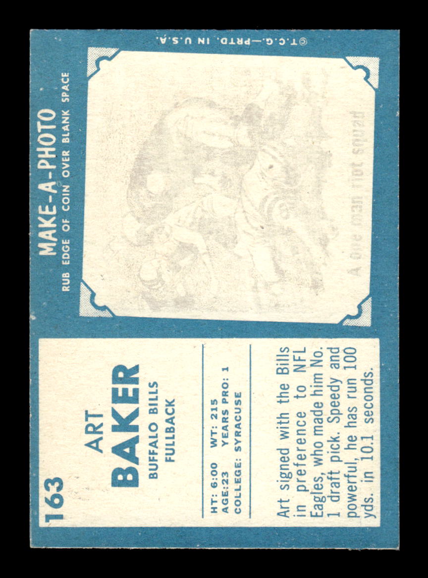 1961 Topps #163 Art Baker Buffalo Bills VGEX HOF10011111