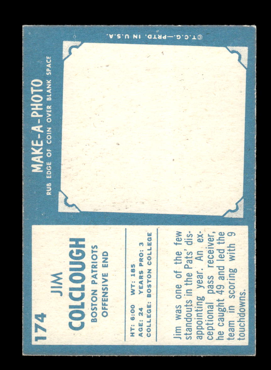 1961 Topps #174 Jim Colclough Boston Patriots VGEX HOF10011123
