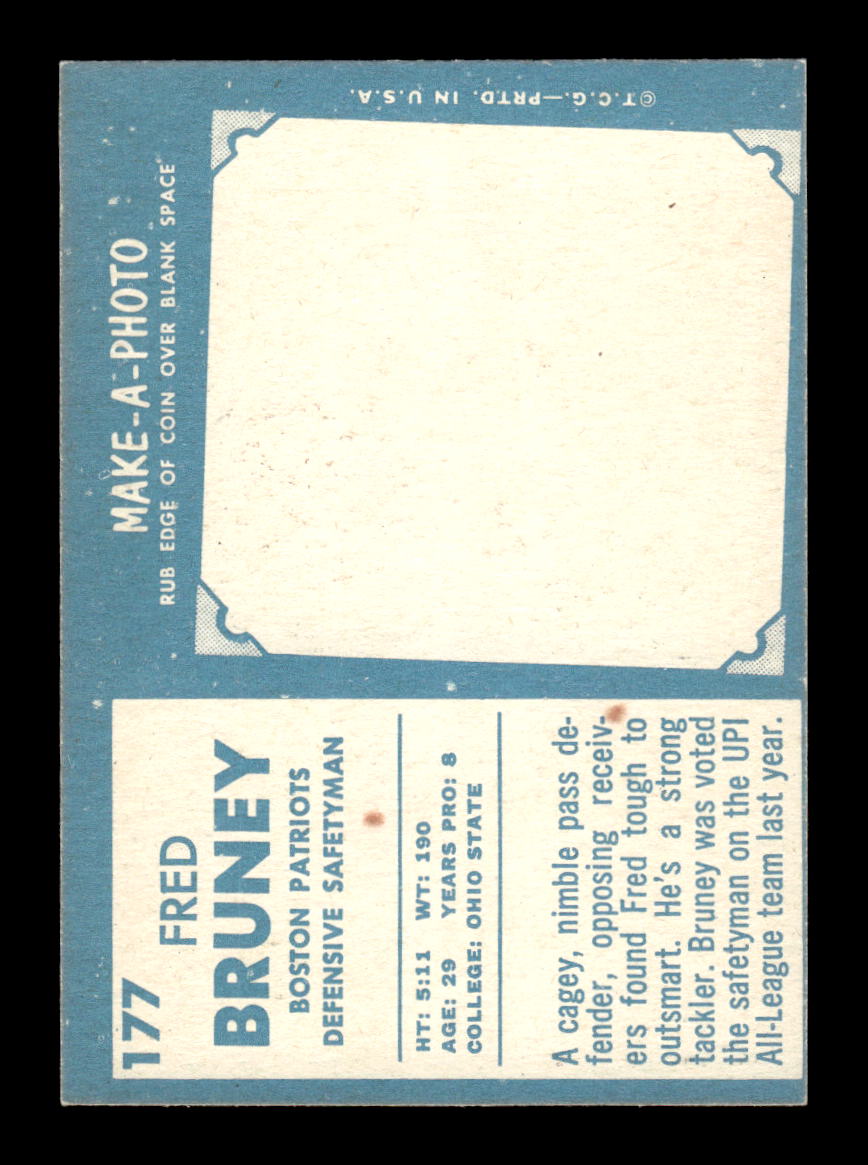 1961 Topps #177 Fred Bruney Boston Patriots VGEX HOF10011125