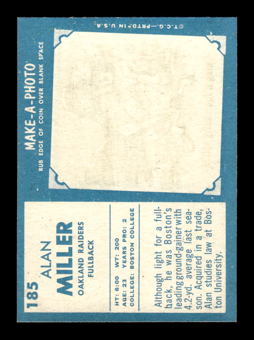 1961 Topps #185 Alan Miller Oakland Raiders VGEX HOF10011128