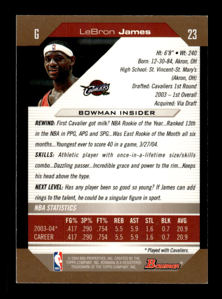 2004-05 Bowman #23 LeBron James Cleveland Cavaliers EX HOF10011152