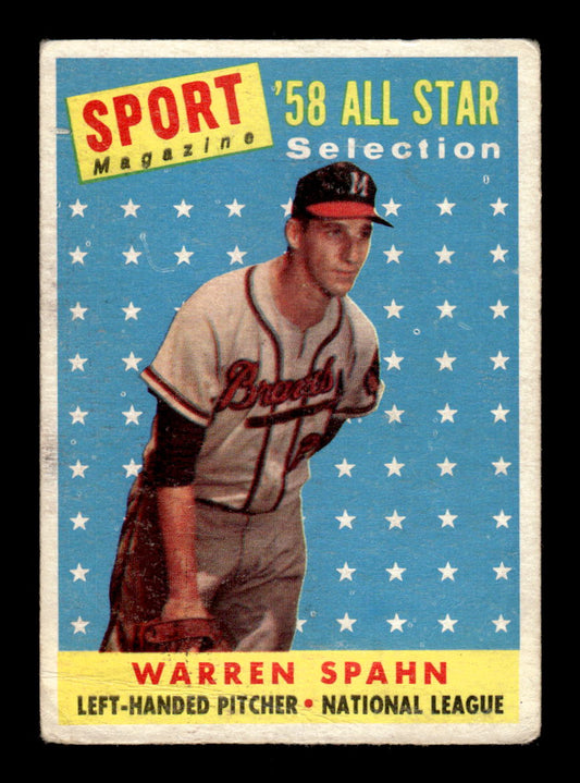 1958 Topps #494 Warren Spahn Milwaukee Braves VG HOF10011158