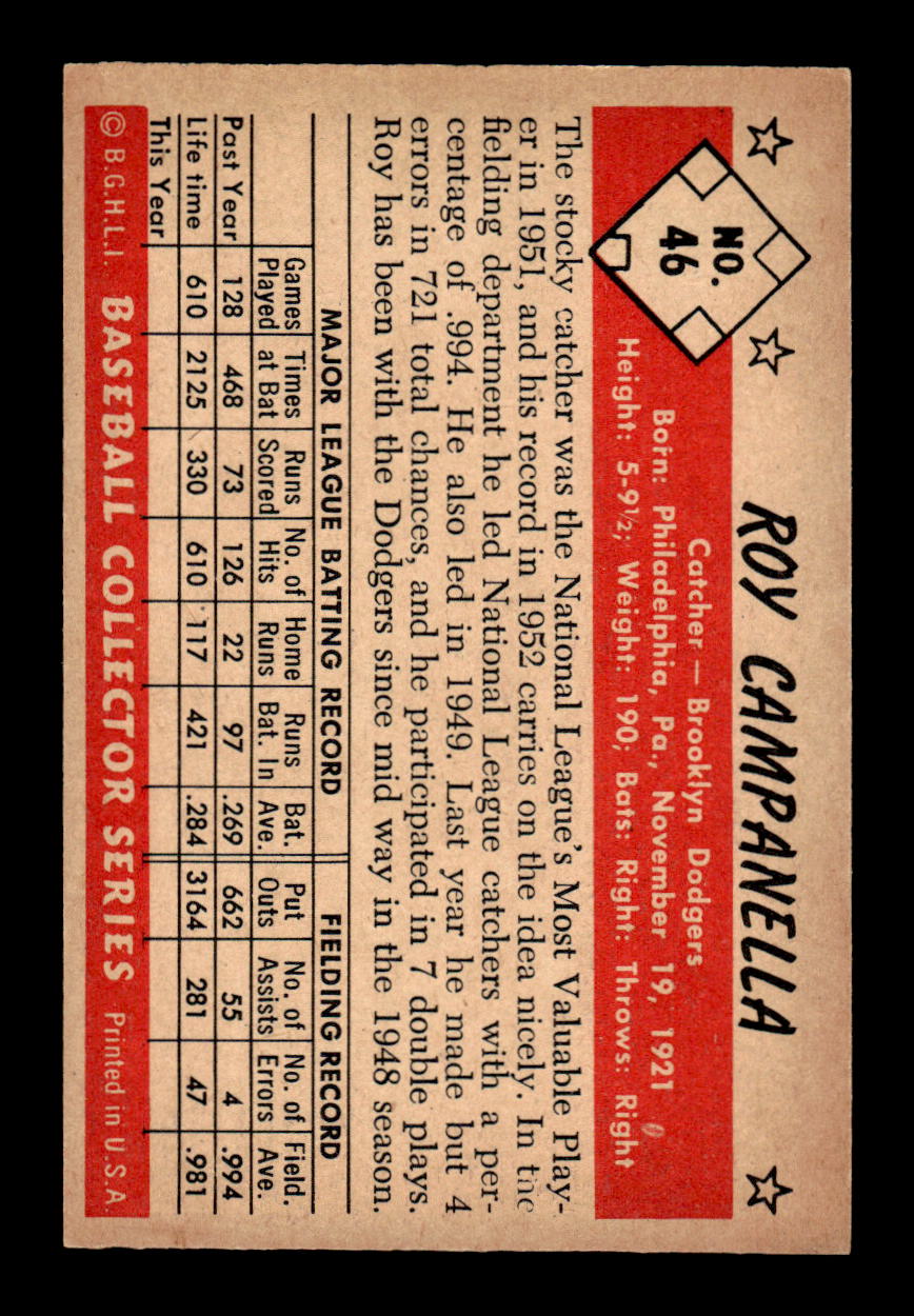 1953 Bowman Color #46 Roy Campanella Brooklyn Dodgers EX HOF10011198