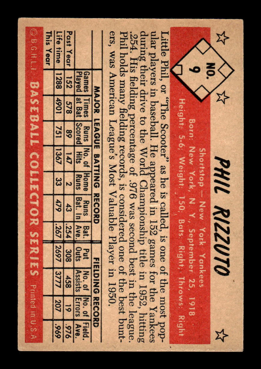 1953 Bowman Color #9 Phil Rizzuto New York Yankees VGEX HOF10011199