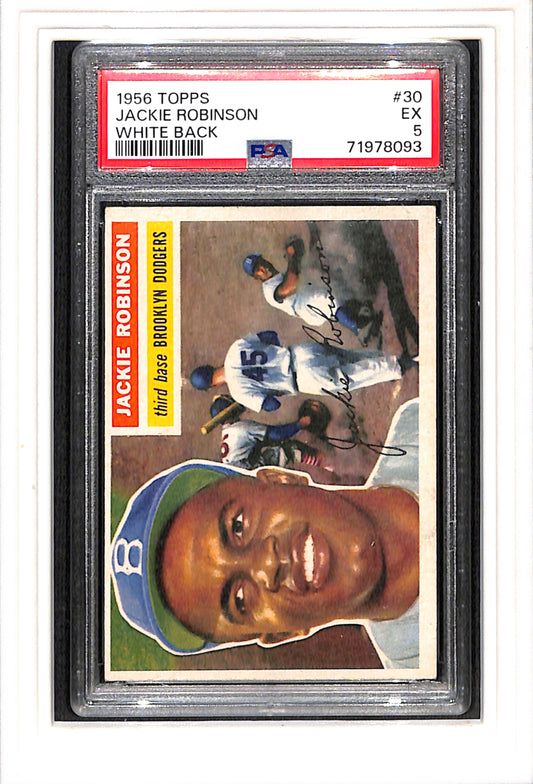 1956 Topps #30 Jackie Robinson White Back PSA 5 SN 71978093