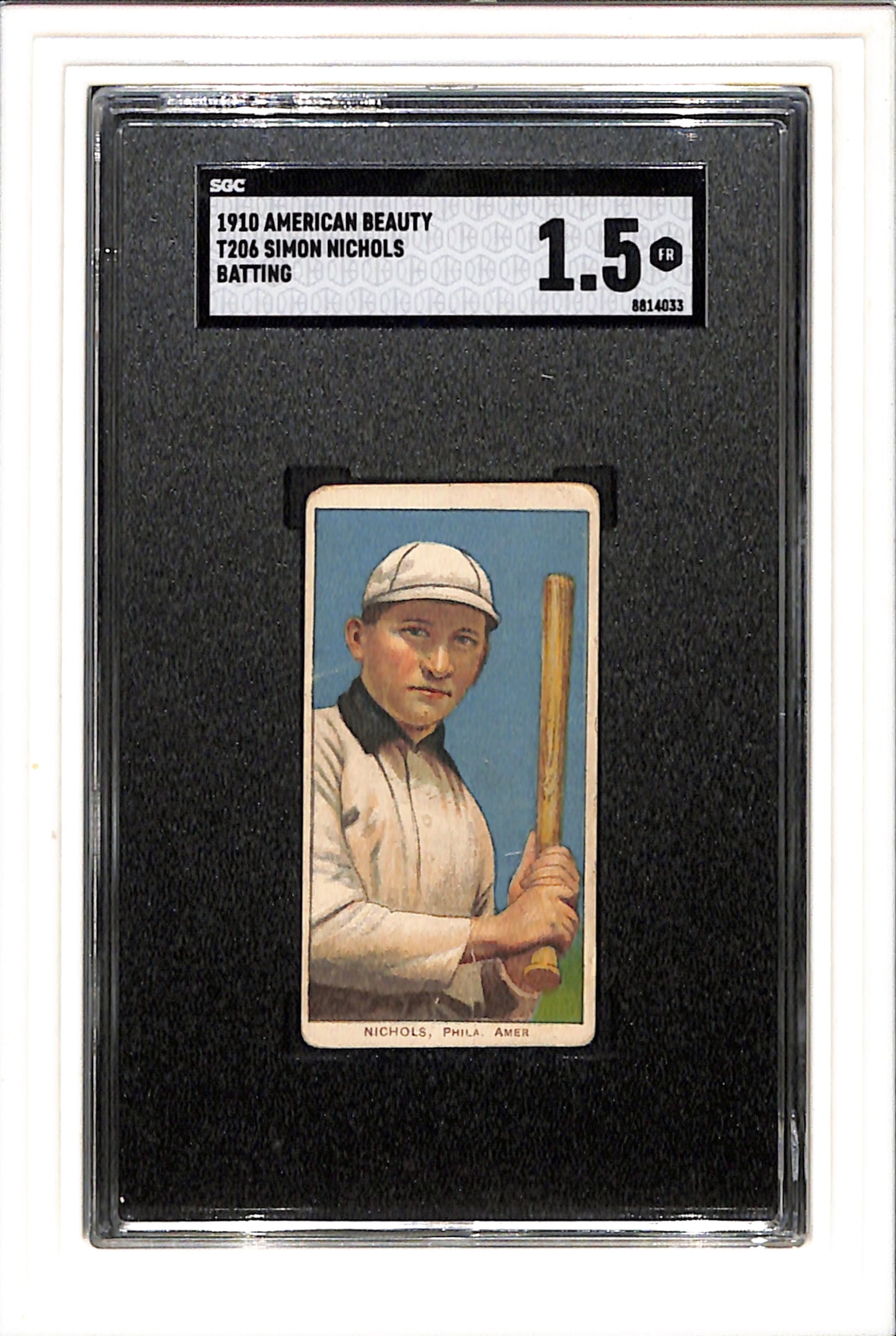 1910 American Beauty T206 Nichols Simon Batting SGC 1.5 SN 8814033