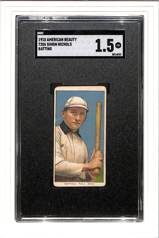 1910 American Beauty T206 Nichols Simon Batting SGC 1.5 SN 8814033
