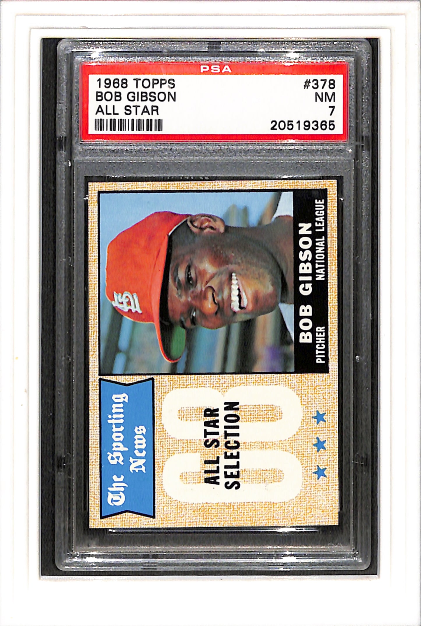 1968 Topps #378 Bob Gibson All Star PSA 7 SN 20519365