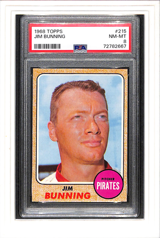 1968 Topps #215 Jim Bunning PSA 8 SN 72782667