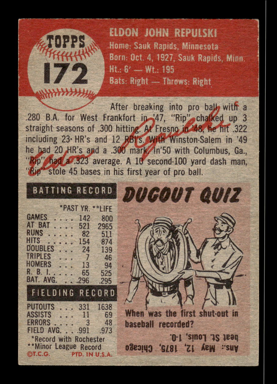 1953 Topps #172 Rip Repulski St. Louis Cardinals VGEX HOF10011238