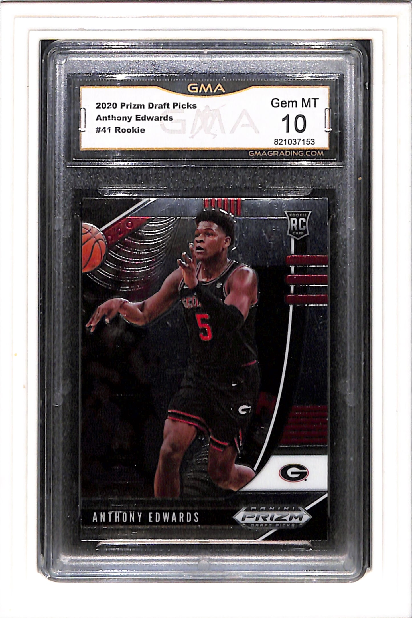 2020 Panini Prizm Draft Picks Collegiate #41 Anthony Edwards GMA 10 SN 821037153