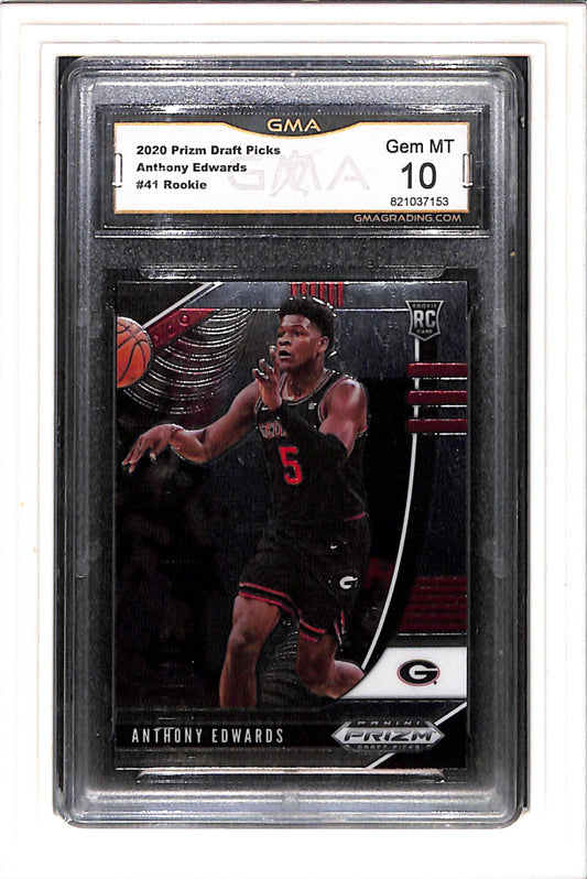 2020 Panini Prizm Draft Picks Collegiate #41 Anthony Edwards GMA 10 SN 821037153