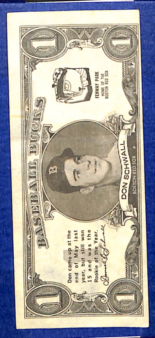 1962 Topps Baseball Bucks Don Schwall Boston Red Sox VGEX HOF10011334