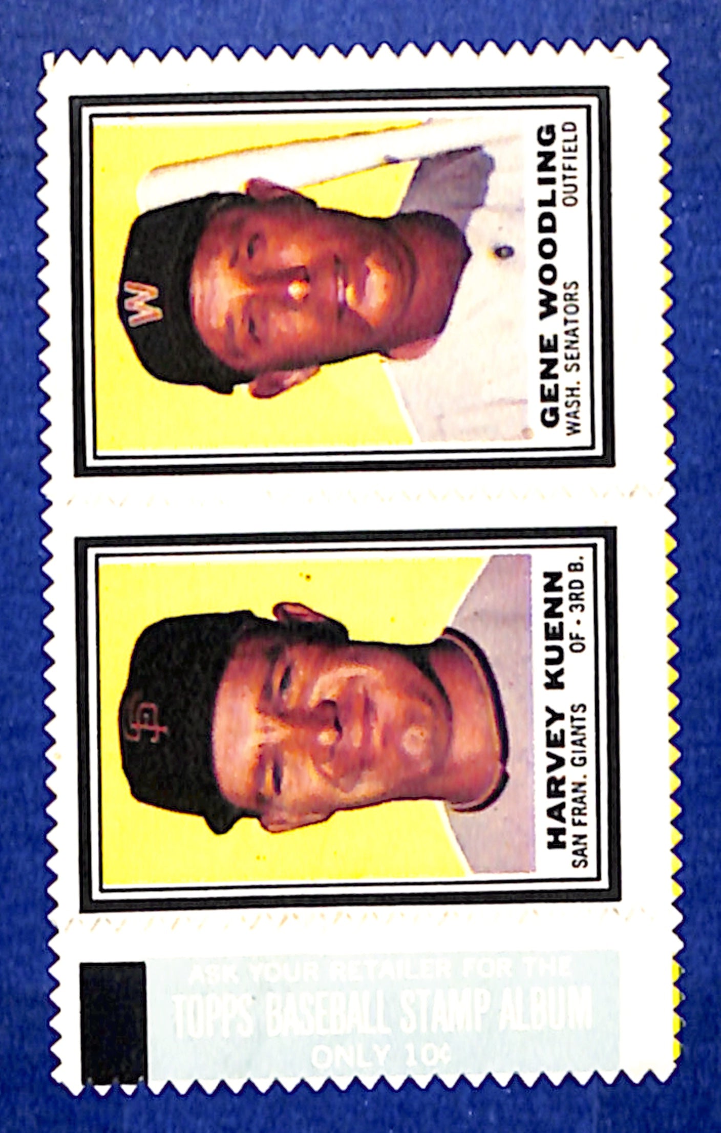 1962 Topps Stamp Panels Harvey Kuenn / Gene Woodling EX HOF10011337