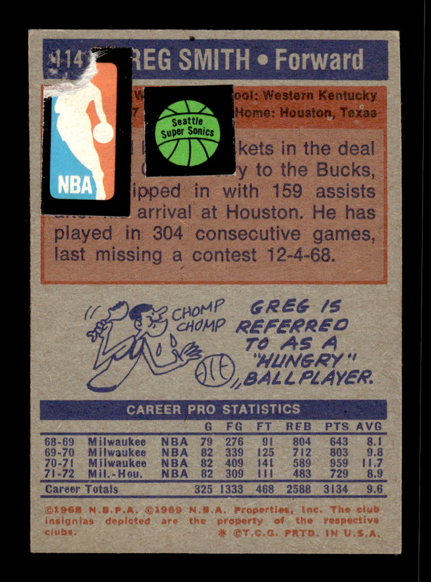 1972-73 Topps #114 Greg Smith Houston Rockets Poor HOF10011357