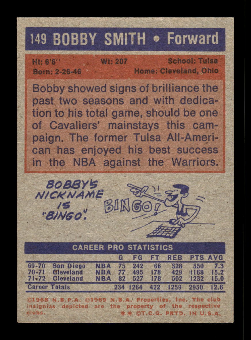 1972-73 Topps #149 Bobby Smith Cleveland Cavaliers EXMT HOF10011389