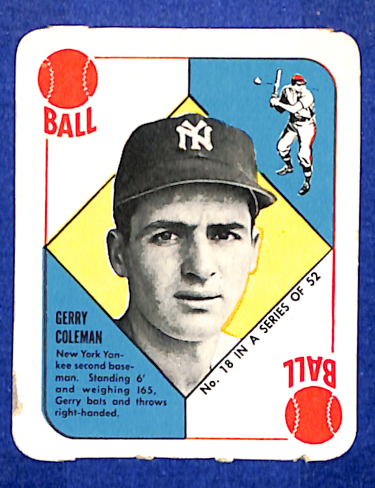 1951 Topps Red Backs #18 Gerry Coleman New York Yankees VG HOF10011437
