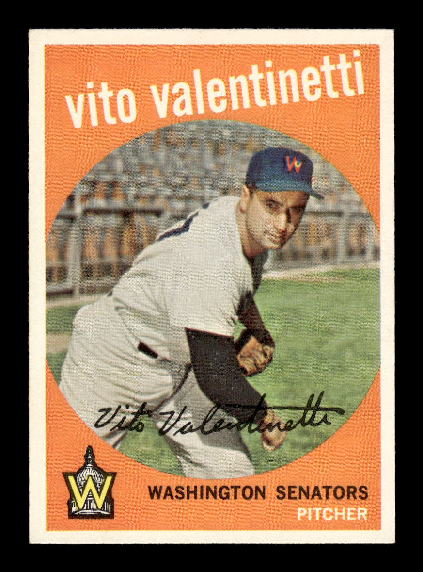 1959 Topps #44b Vito Valentinetti Washington Senators NMT HOF10011476