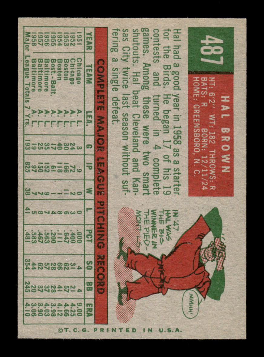 1959 Topps #487 Hal Brown Baltimore Orioles NMT HOF10011493
