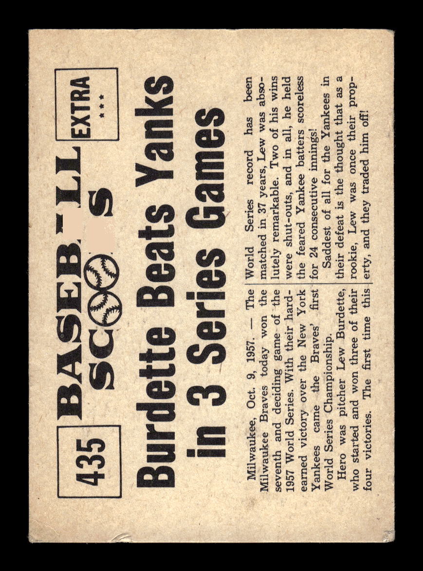 1961 Nu-Cards Baseball Scoops #435 Lew Burdette G/VG HOF10011550